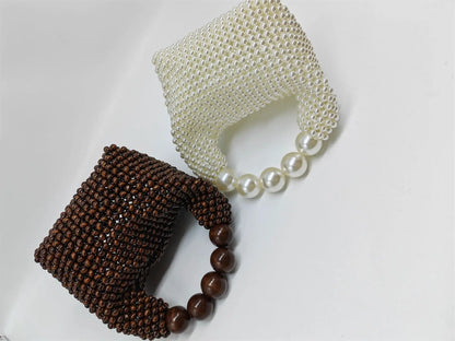 Wooden Bucket Beaded Bag