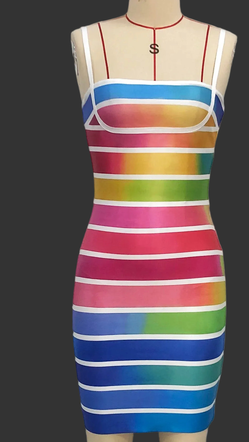 rainbow bandage bodycon dress Structured Striped Dress Rainbow
