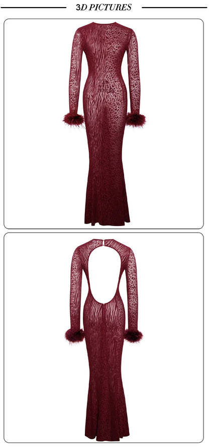 Jazmyne Leopard Feather Dress
