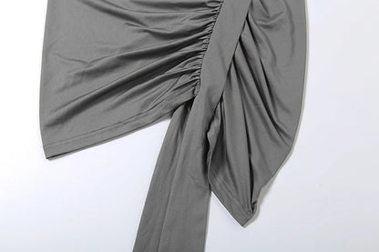 One Shoulder Ruched Skirt Set