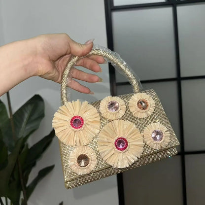 Flower Basket Straw Bucket Handbag
