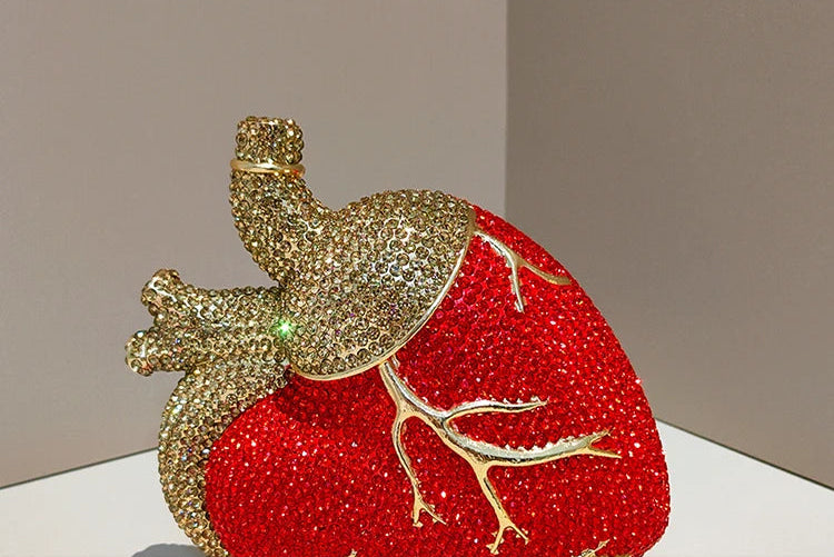 Heart Rhinestone Clutch Bag