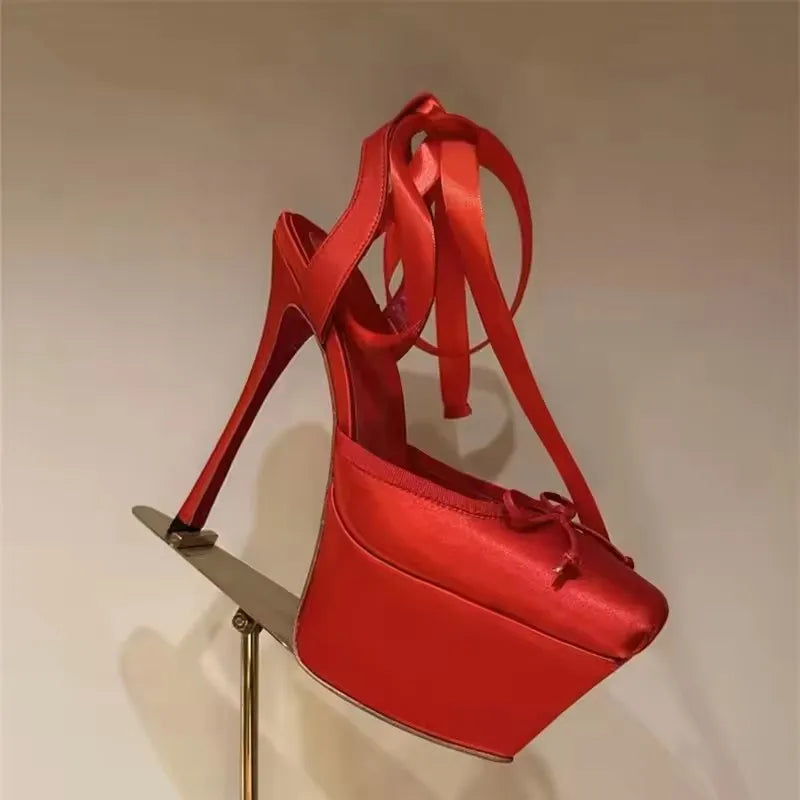 Butterfly-Knot Platform High Heels