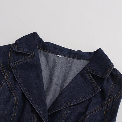 Belted Retro Denim Mini Dress