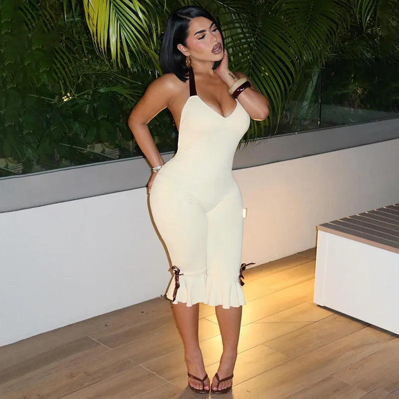 Bowknot Backless Jumpsuit