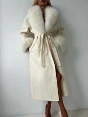 Fur Collar Elegant Trench Coat