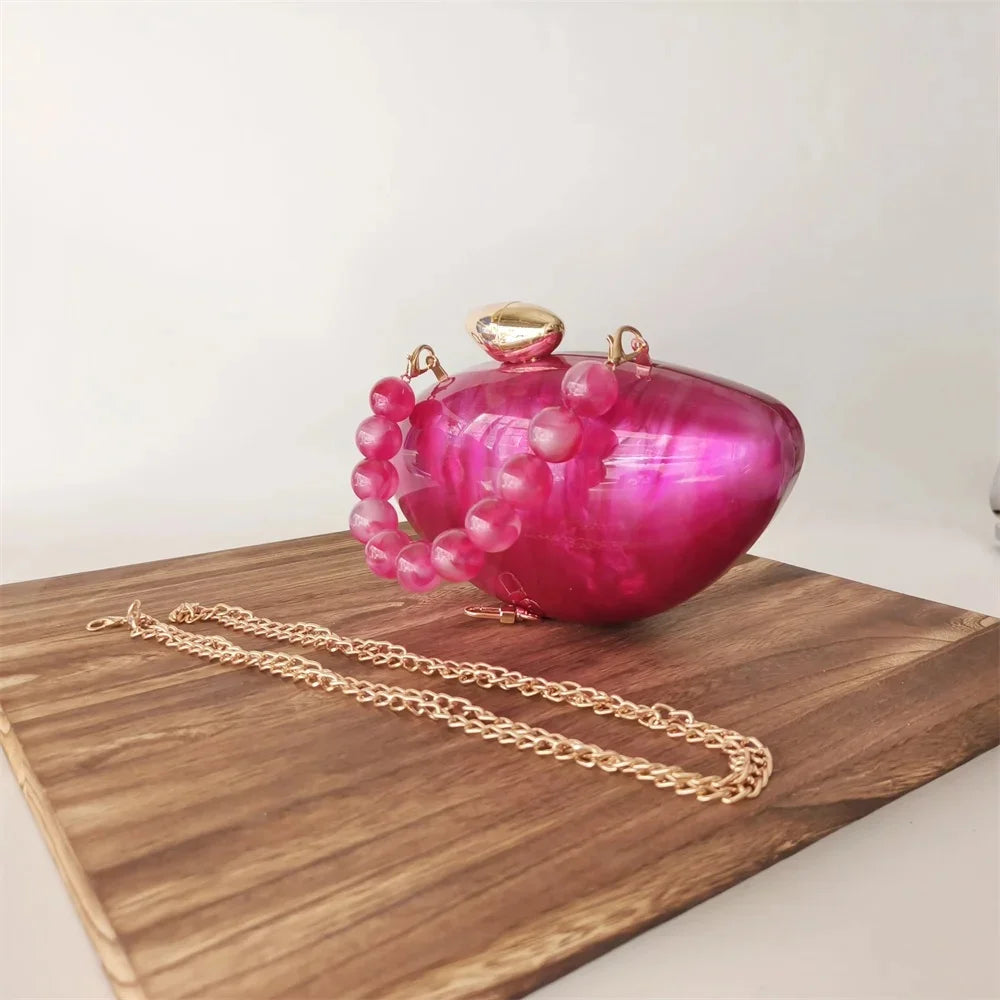 Shell Pearl Marble Clutch Purse
