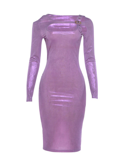 Metal Buckle Midi Dress