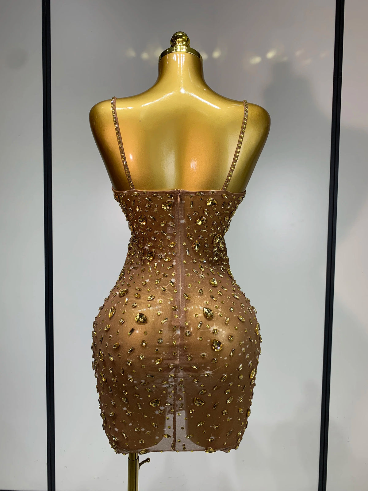 Zoey Rhinestone Mesh Mini Dress