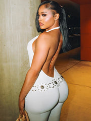 Peach Open Back Jumpsuit