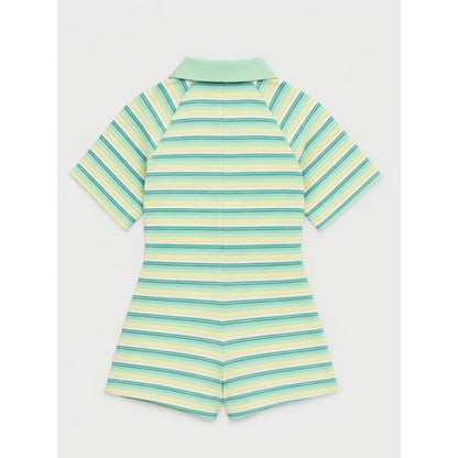 Green Stripe Romper