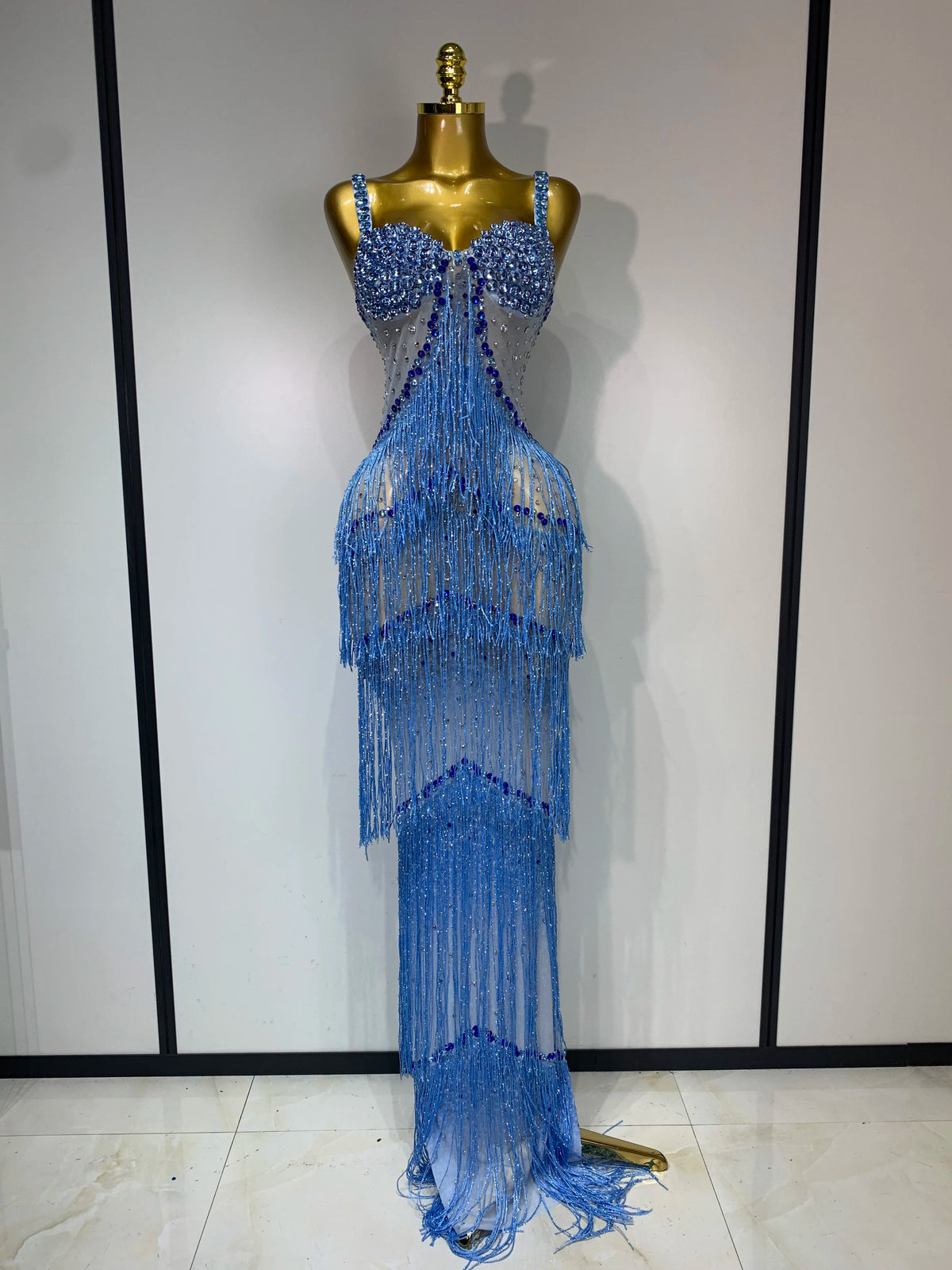 Maxine Tassel Mesh Maxi Dress