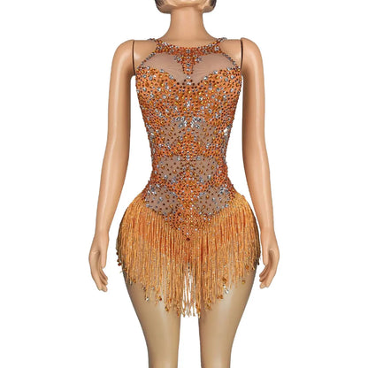 Luda Tassel Bodysuit Mini Dress
