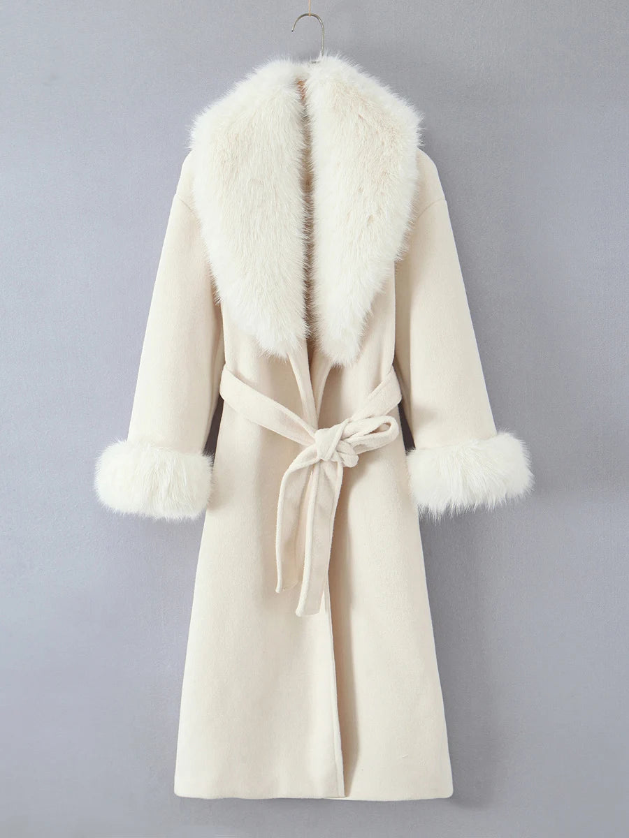 Fur Collar Elegant Trench Coat