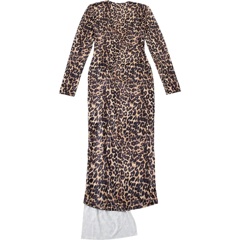 Leopard V-Neck Ruched Dress