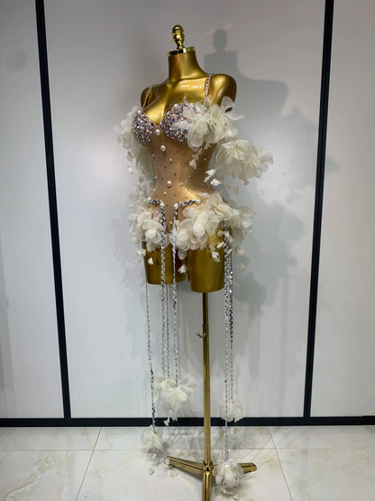 Theresa Rhinestone Fringe Bodysuit