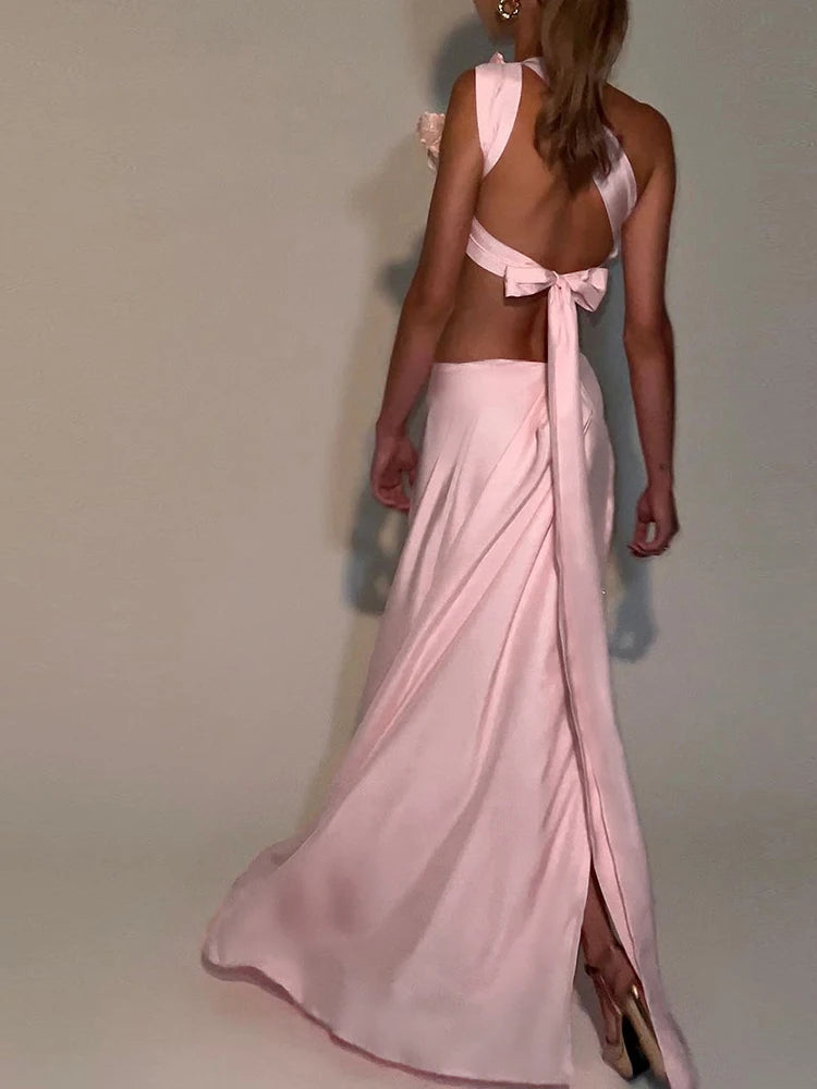 Adelina Sequin Flower Maxi Skirt Set