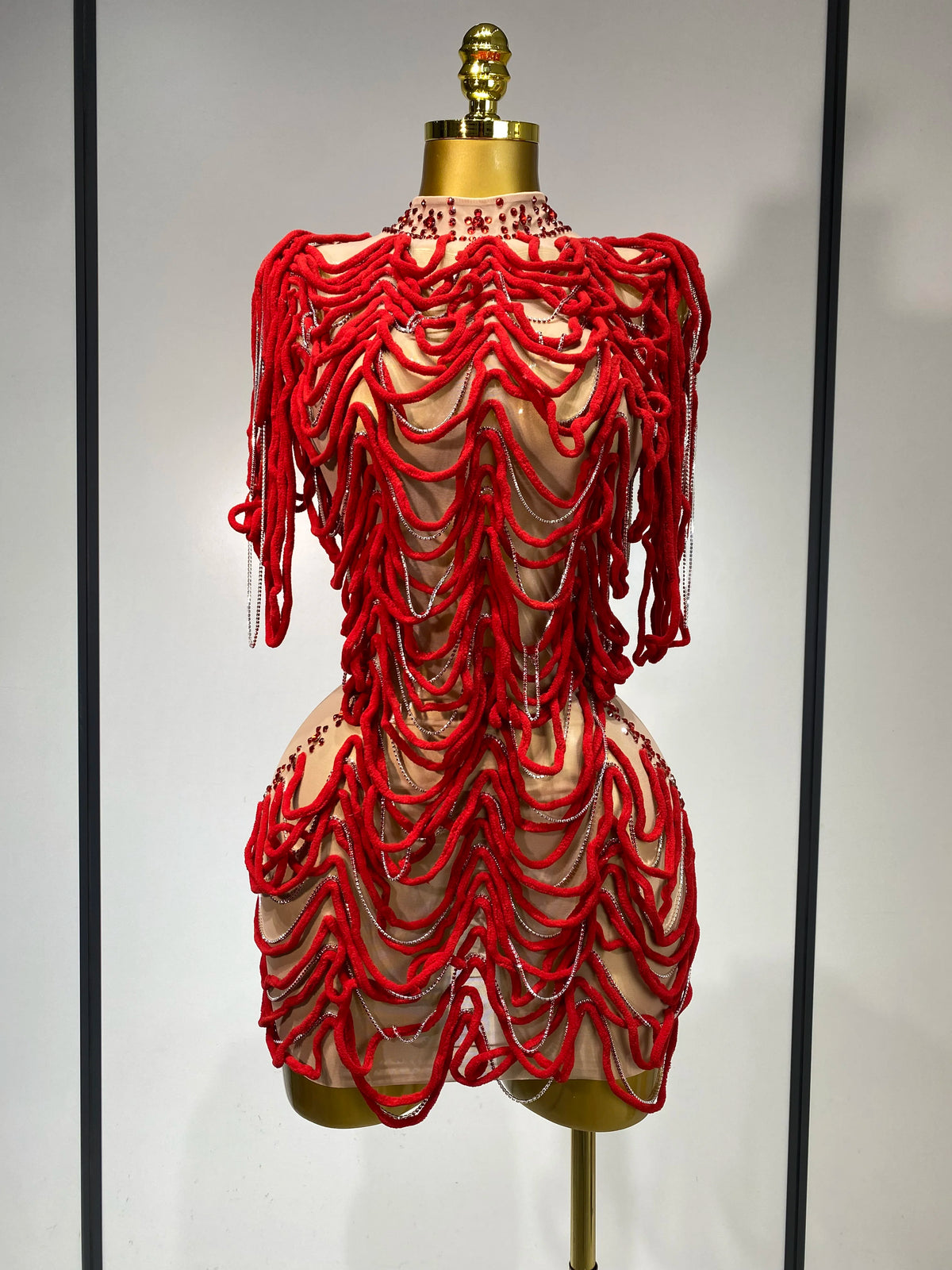 Monika Rinestone Mesh Mini Dress
