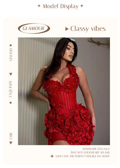 Floral Halter Sequins Mini Dress