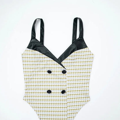 Cape Houndstooth Bodysuit Set