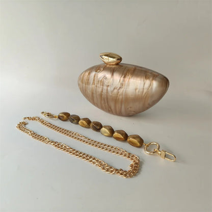 Shell Pearl Marble Clutch Purse