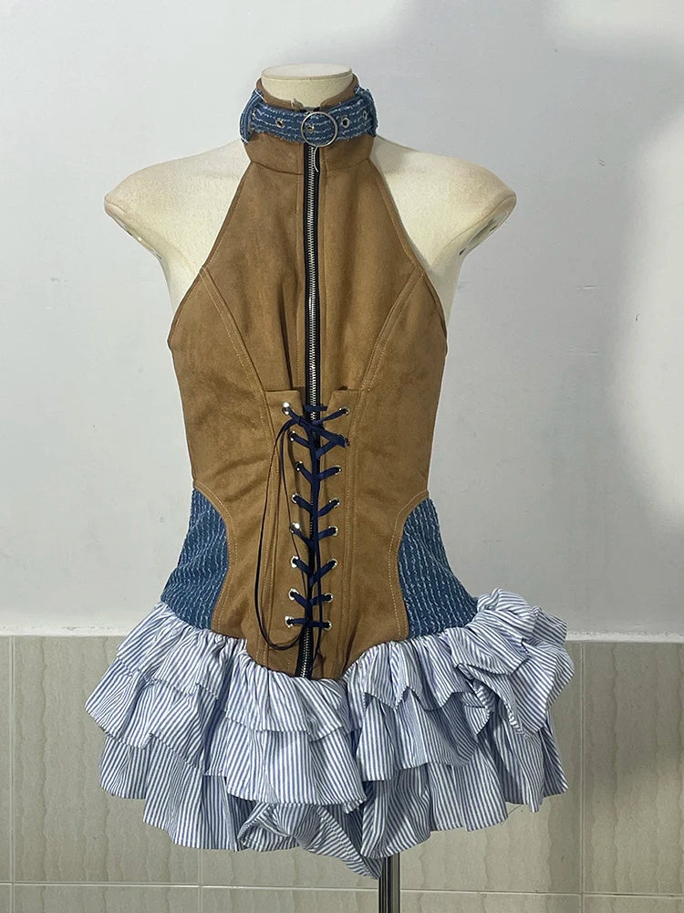 Ava Retro Rivet Mini Dress