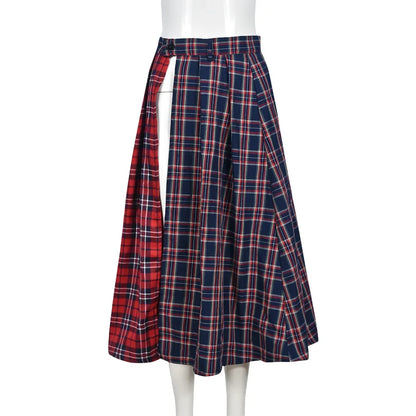 Vintage Plaid Midi Skirt