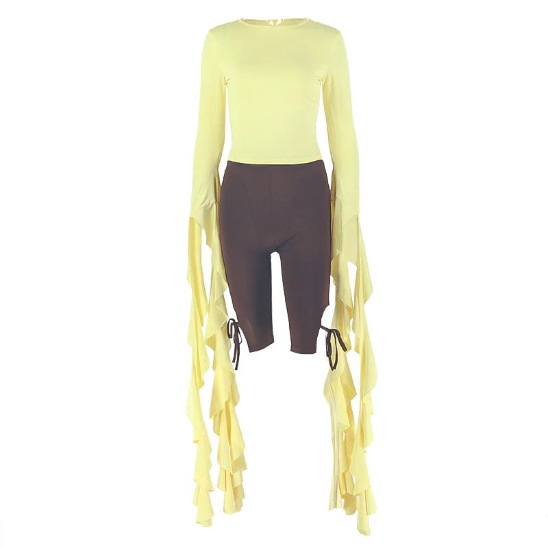 Cascading Ruffle Cape Sleeve Set