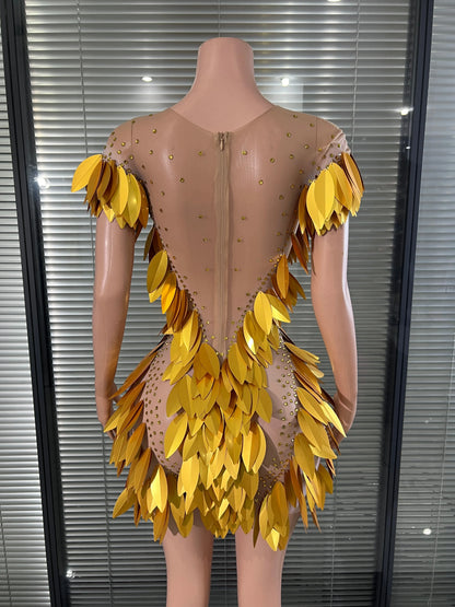 Hot Leaf Sequins Mini Dress