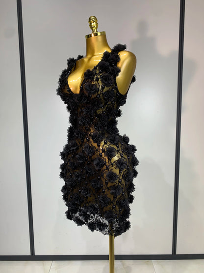 Bloom Pearls Lace Mini Dress