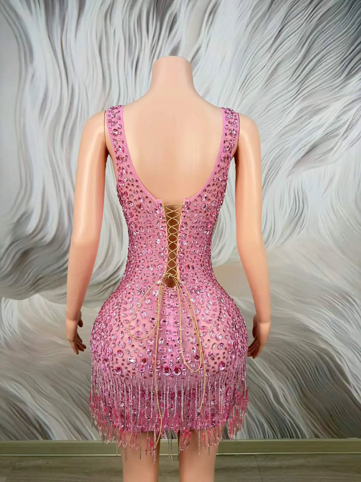 Jenna Rhinestone Tassel Mini Dress