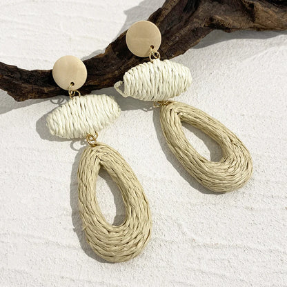 Woven Raffia Dangle Earrings