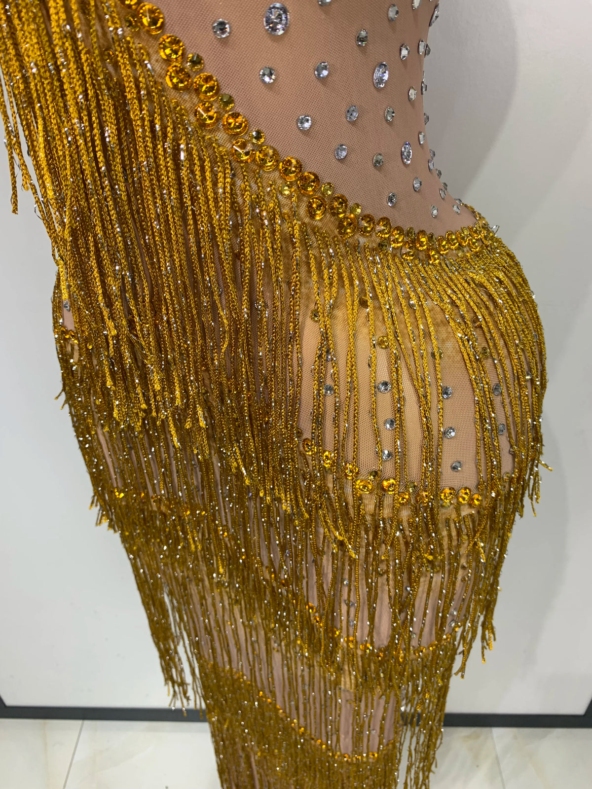 Maxine Tassel Mesh Maxi Dress