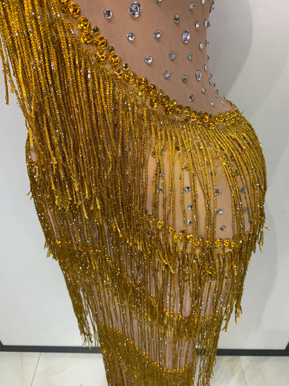 Maxine Tassel Mesh Maxi Dress