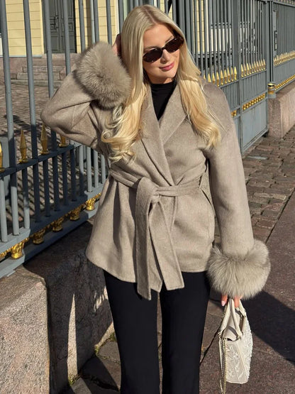 Fox Fur Wool Overcoat