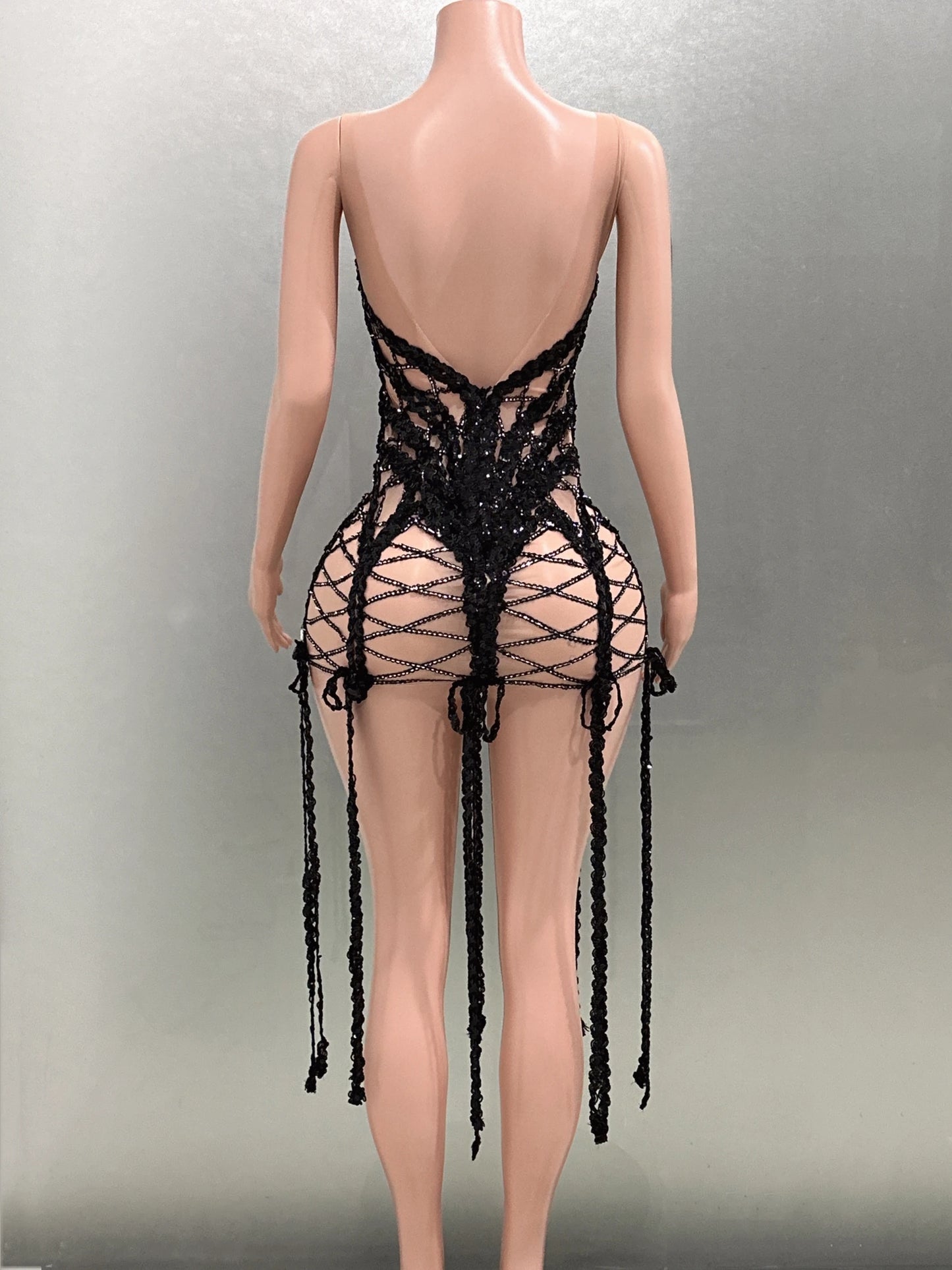 Goddess Sequin Embroidered Mini Dress