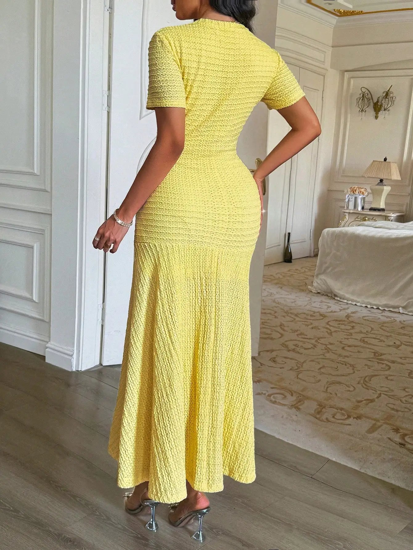 Sun-Drenched Knit Button Midi Dress