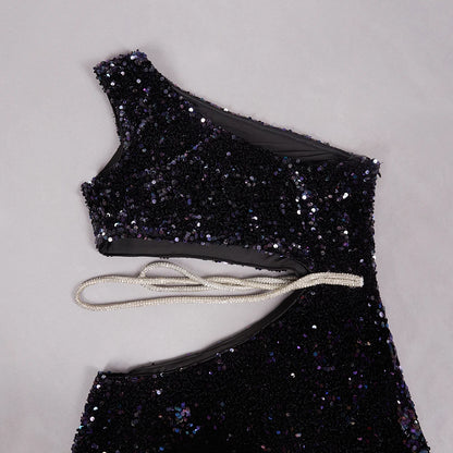 Jazmin Sequin Asymmetrical Mini Dress