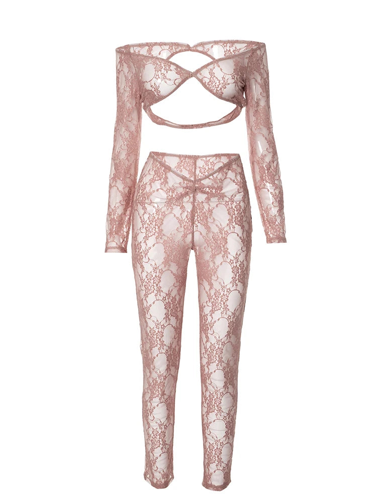 Lacey Mesh Pants Set