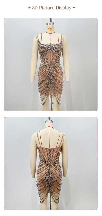 Chain Embellished Mini Dress