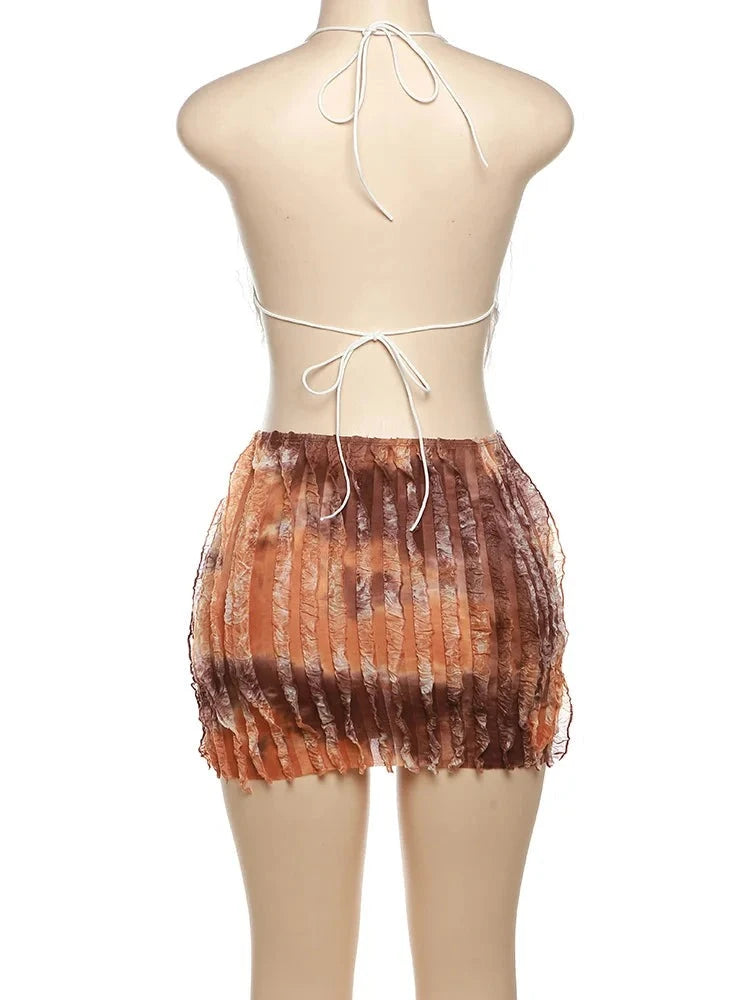 Peach Ruffles Skirt Set