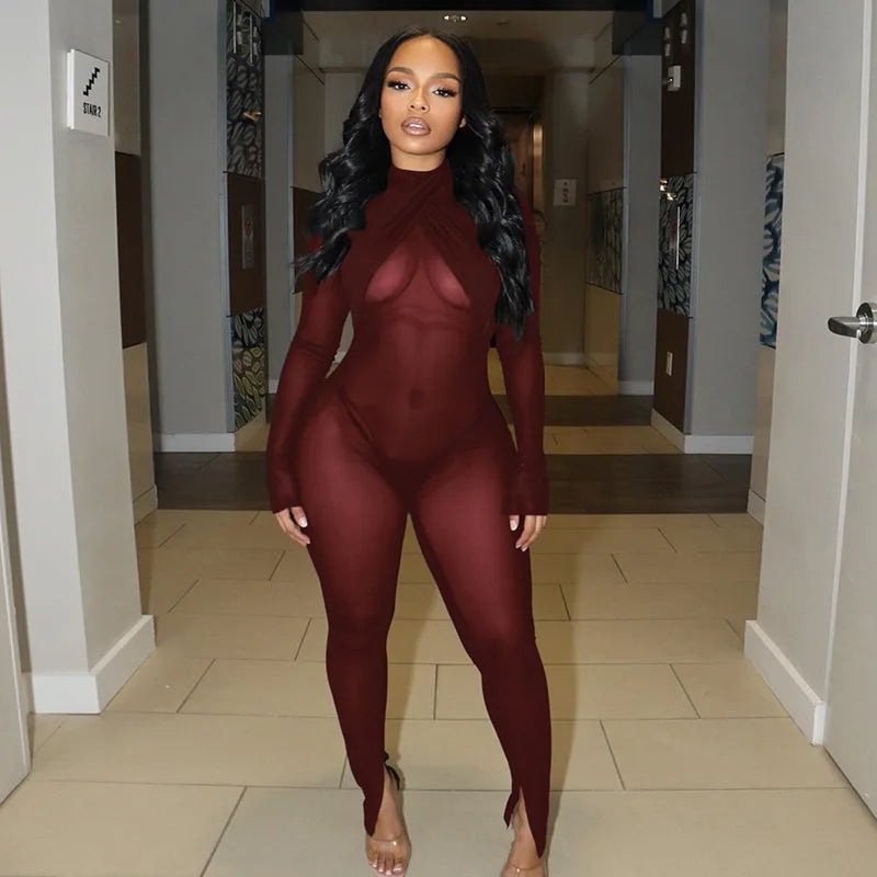 Gena Sheer Mesh Jumpsuit