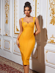 Vibrant Orange Bodycon Bandage Dress