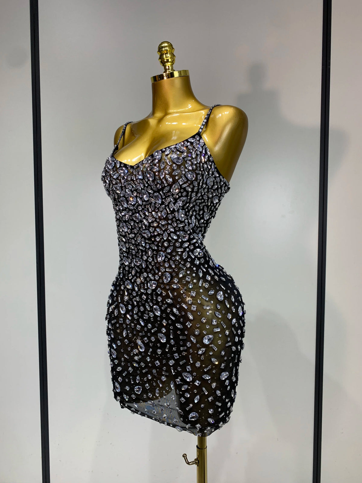 Zoey Rhinestone Mesh Mini Dress