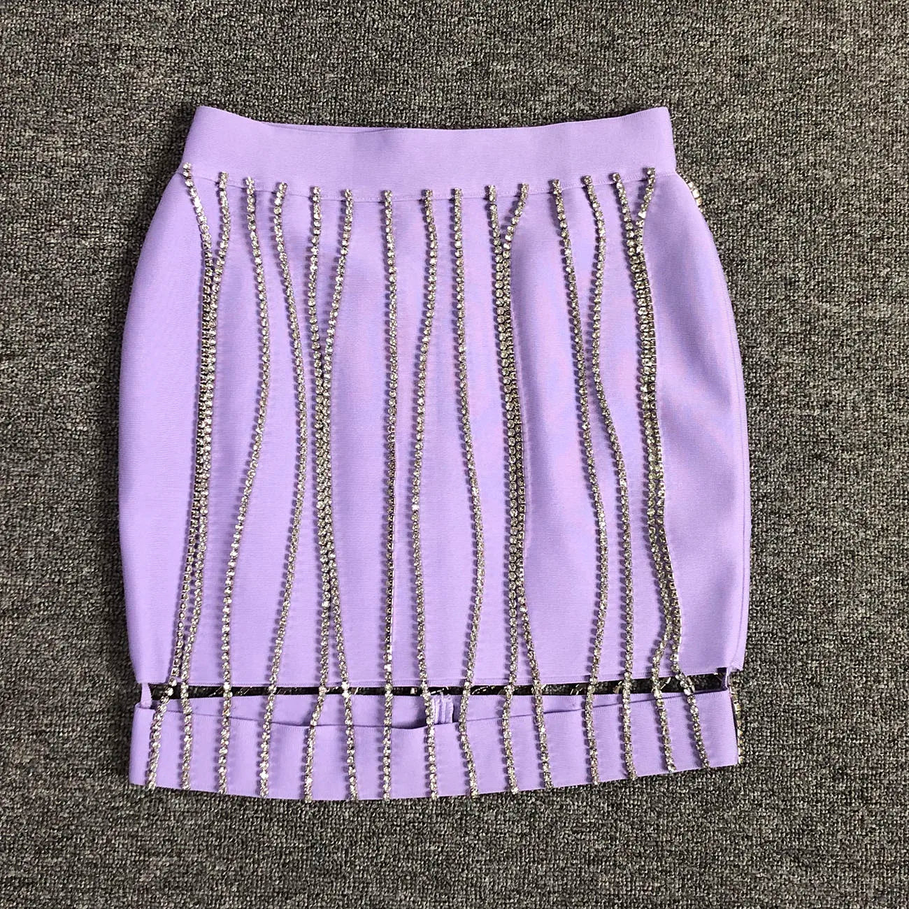 Purple Chain Bandage Skirt Set