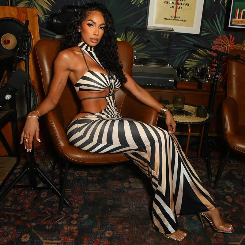 Zebra Print Cut Out Maxi Dress