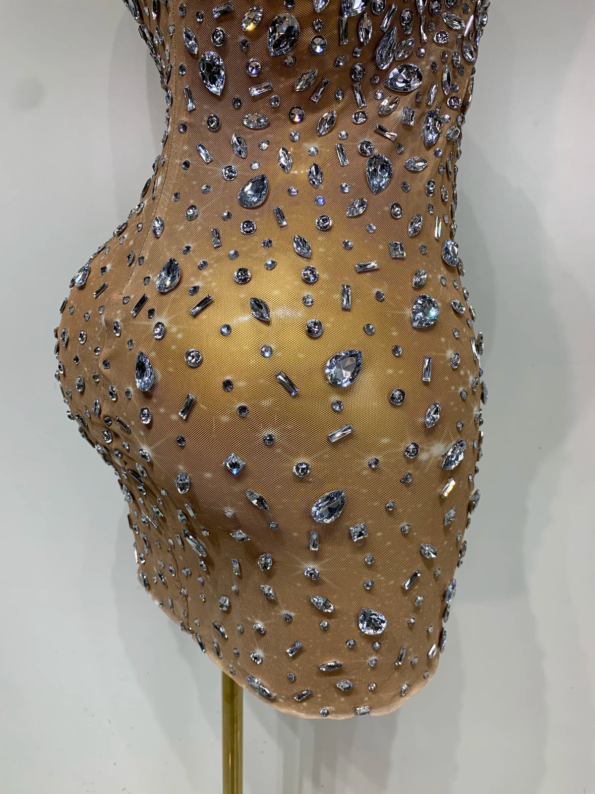 Zoey Rhinestone Mesh Mini Dress