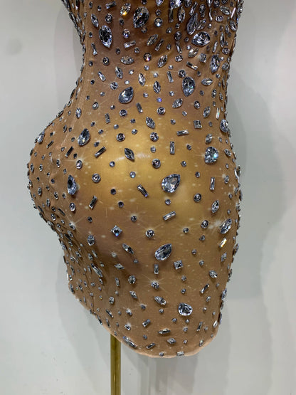 Zoey Rhinestone Mesh Mini Dress