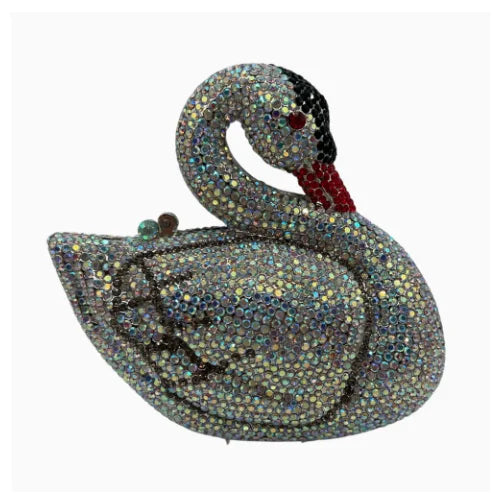 Swan Rhinestone Clutch Purse