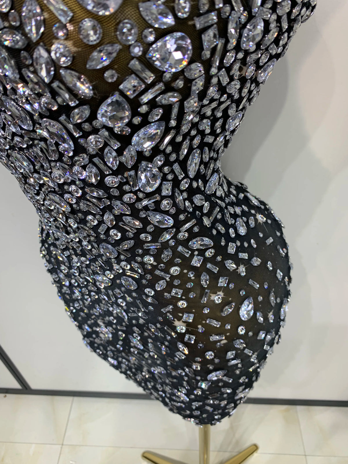 Zoey Rhinestone Mesh Mini Dress